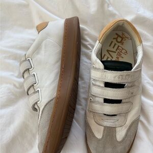 Women's Sam Edelman White and Tan Sneakers
